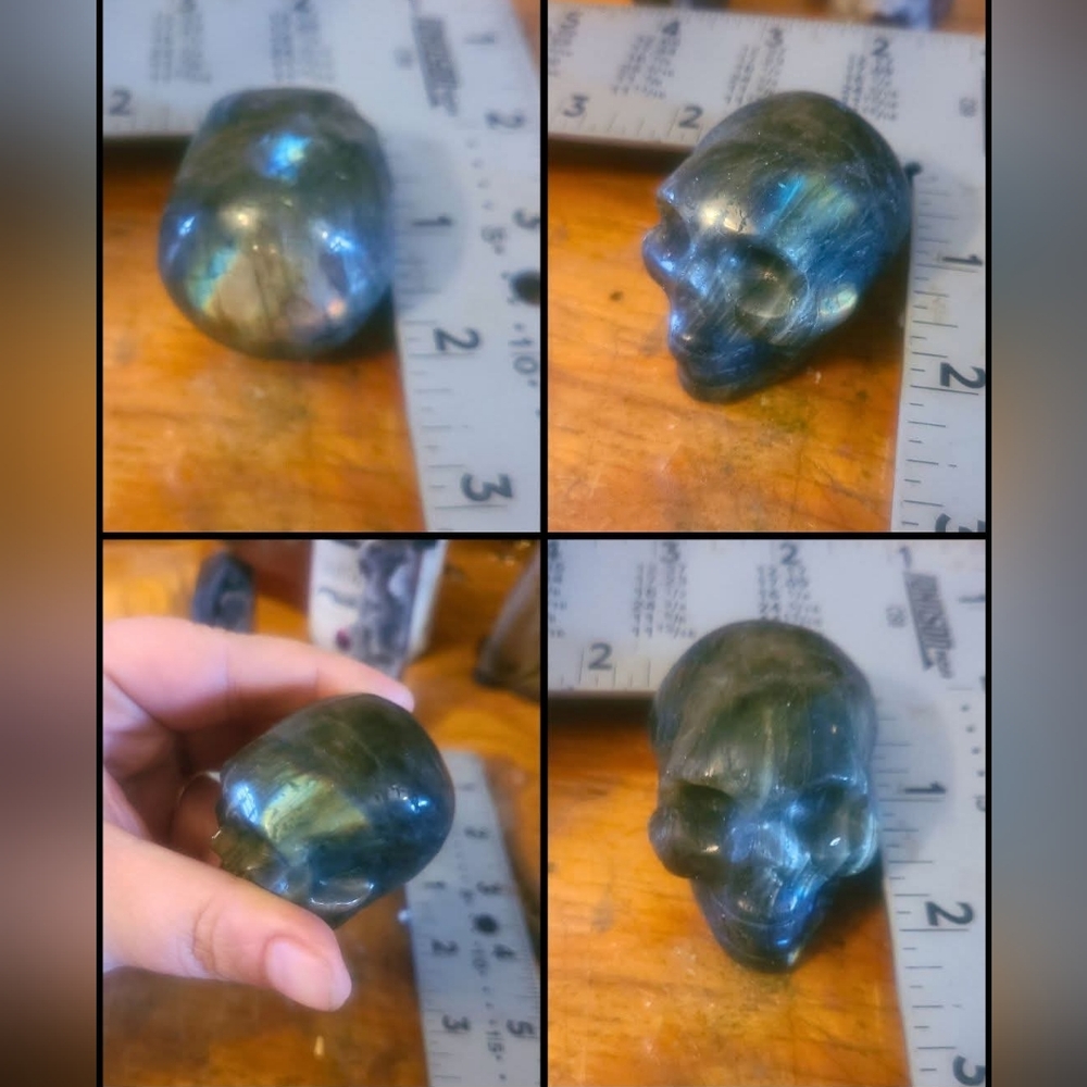 Labradorite Skull Home Accent Crystal Stone Rainbow